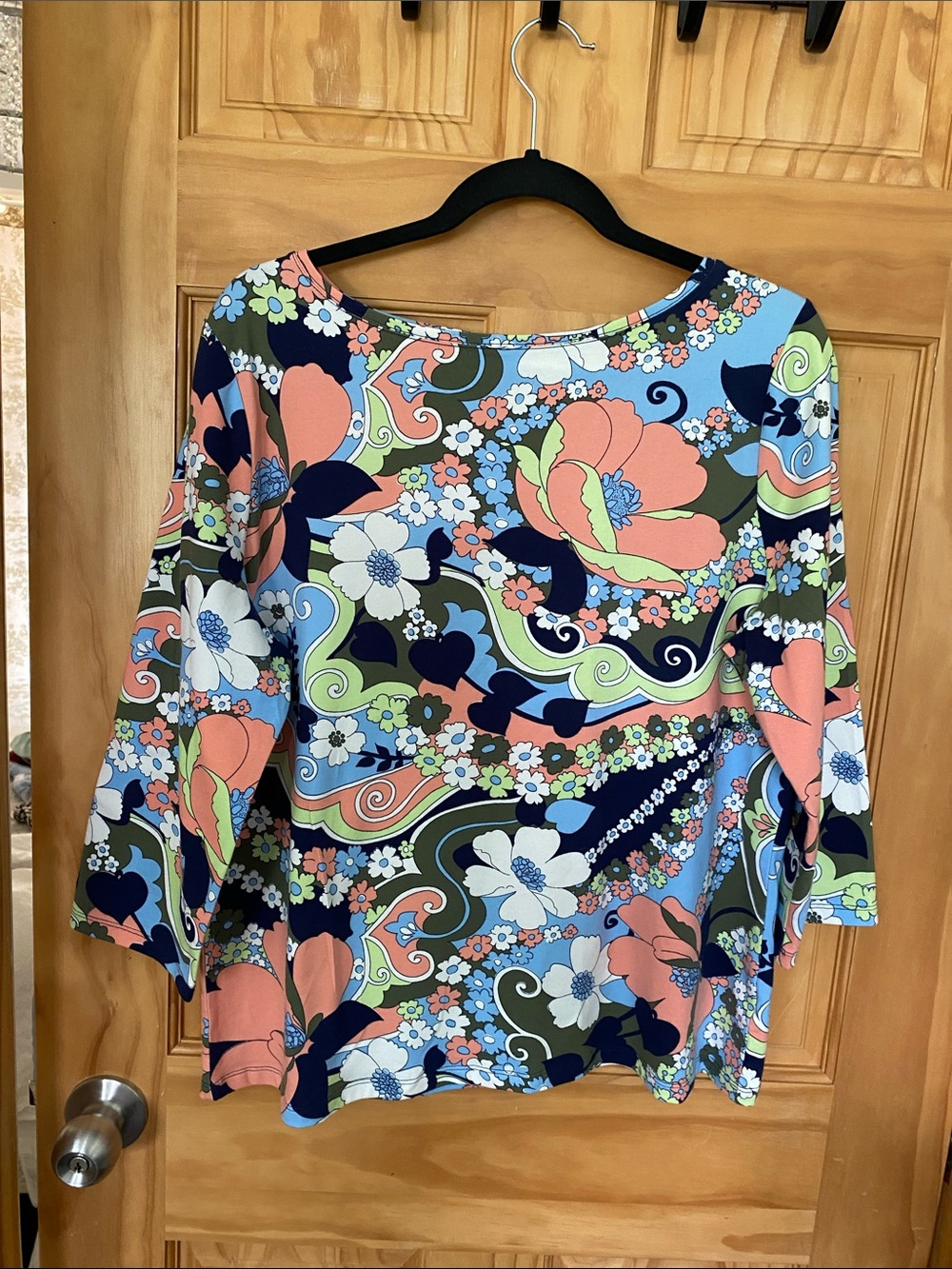 Talbots Floral Wave Tunic in Coral, Blue & Navy